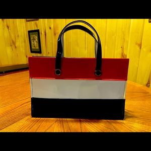 Vintage blue patent leather handbag